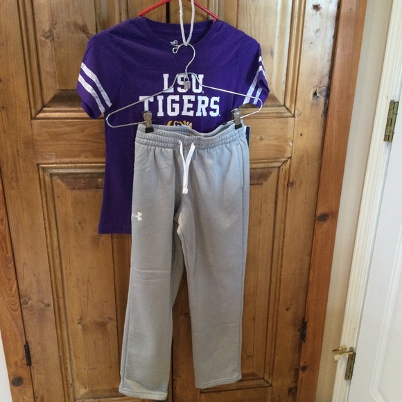 Youth TA Team Athletics Purple & Gold T-Shirt NWT, Under Armour Loose Fit Pants - Picture 1 of 9